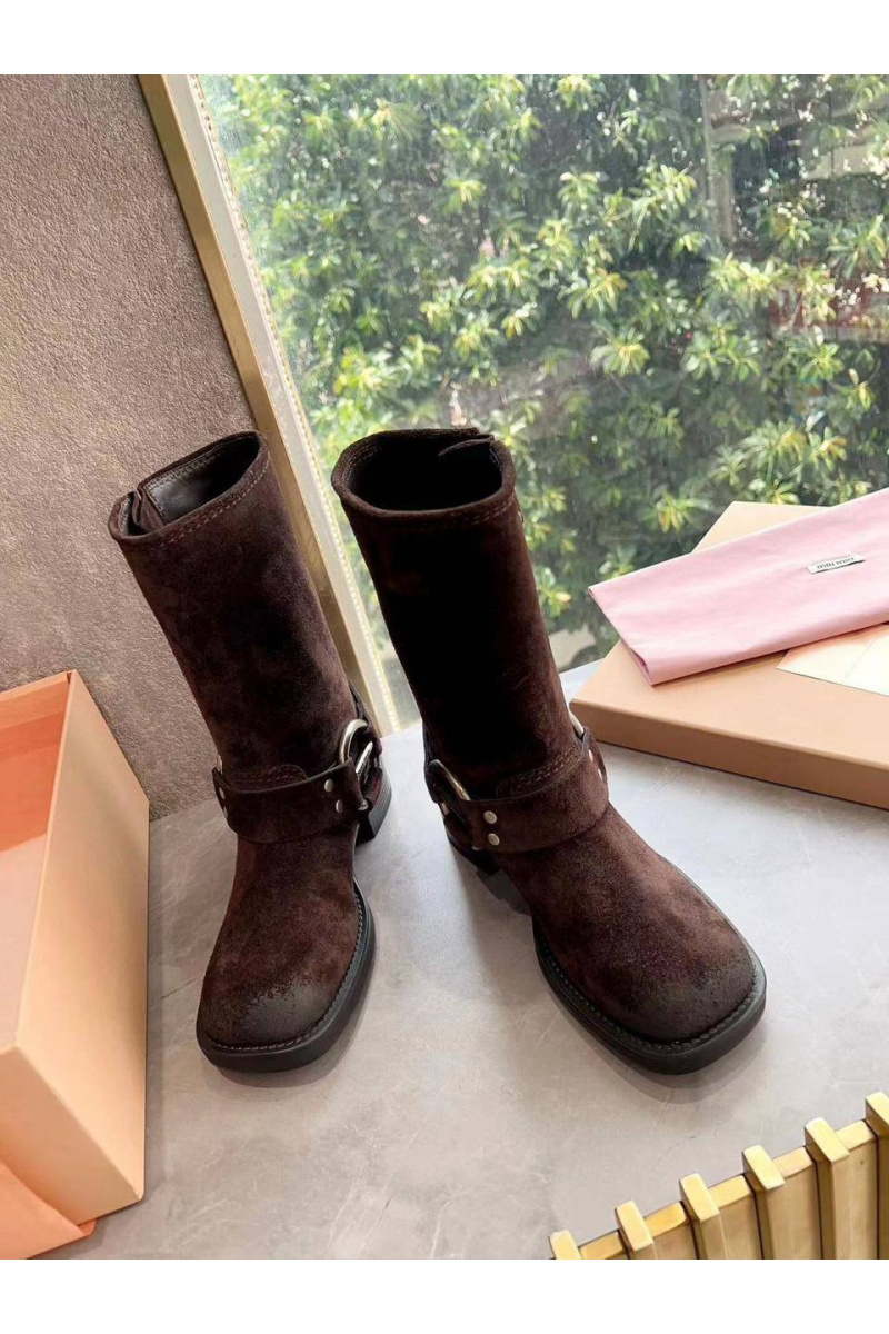 MIU MIU Женские замшевые сапоги Ankle Premium