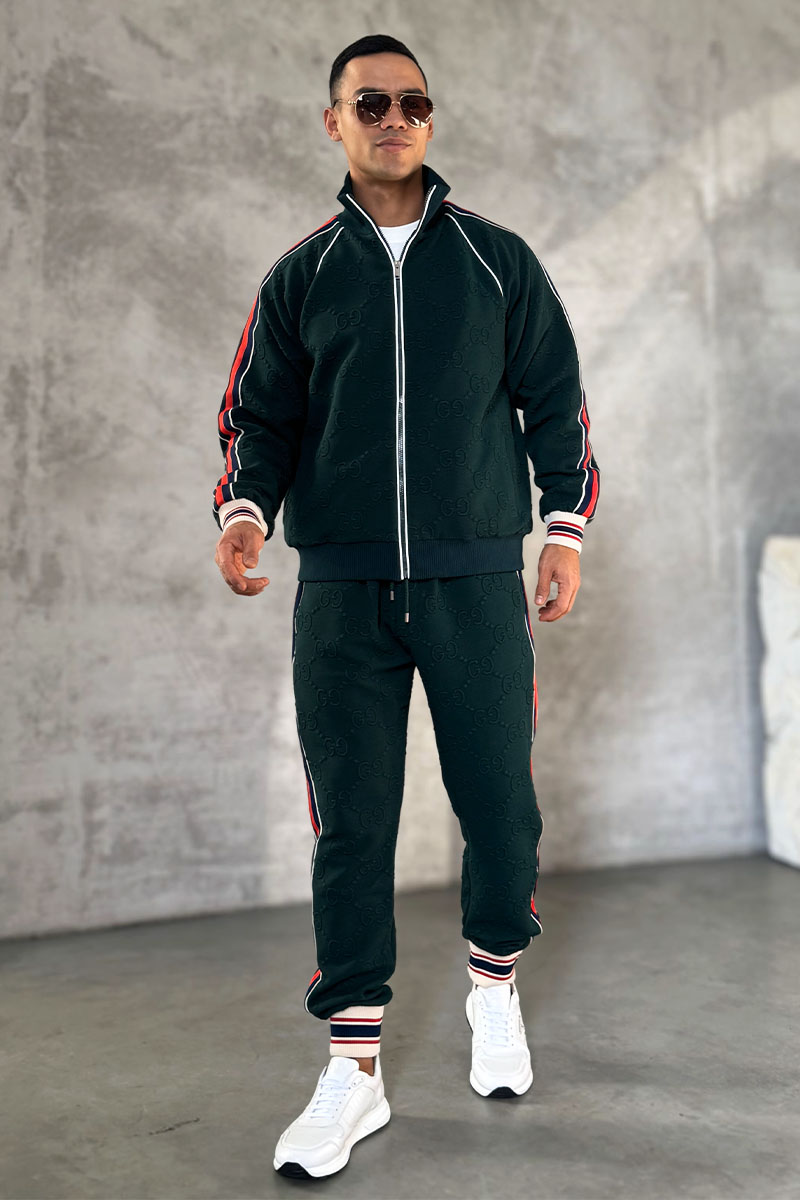 Gucci Зелёный спортивный костюм GG jacquard