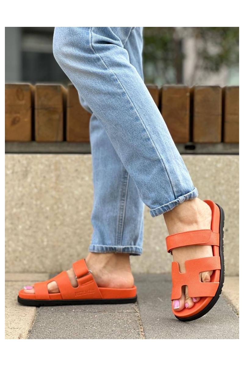 Hermes Женские кожаные сандалии Chypre - Orange