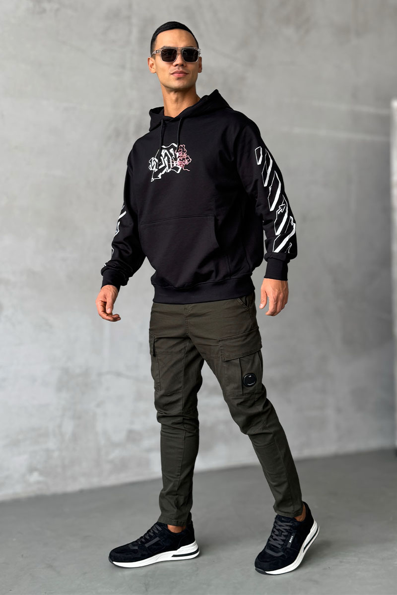 Off-White Мужское чёрное худи Graffiti Arrows Logo