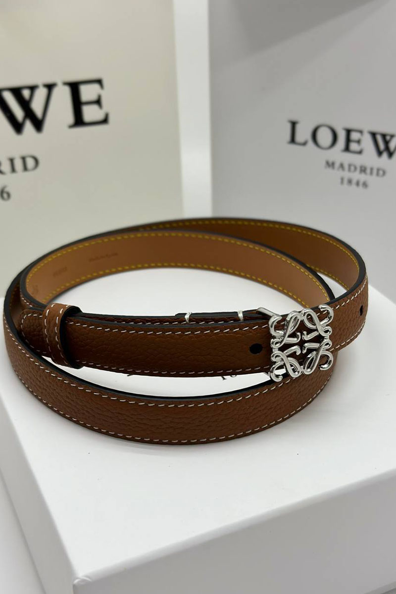 Loewe Женский кожаный ремень Anagram - ширина 2 см, длина 75 / 80 / 85 / 90 см (2 расцветки)
