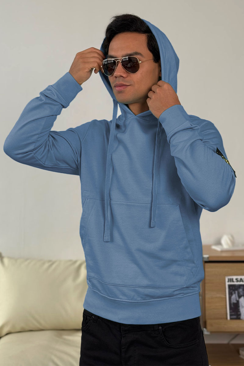 Stone Island Мужское худи серо-синего цвета Compass-patch