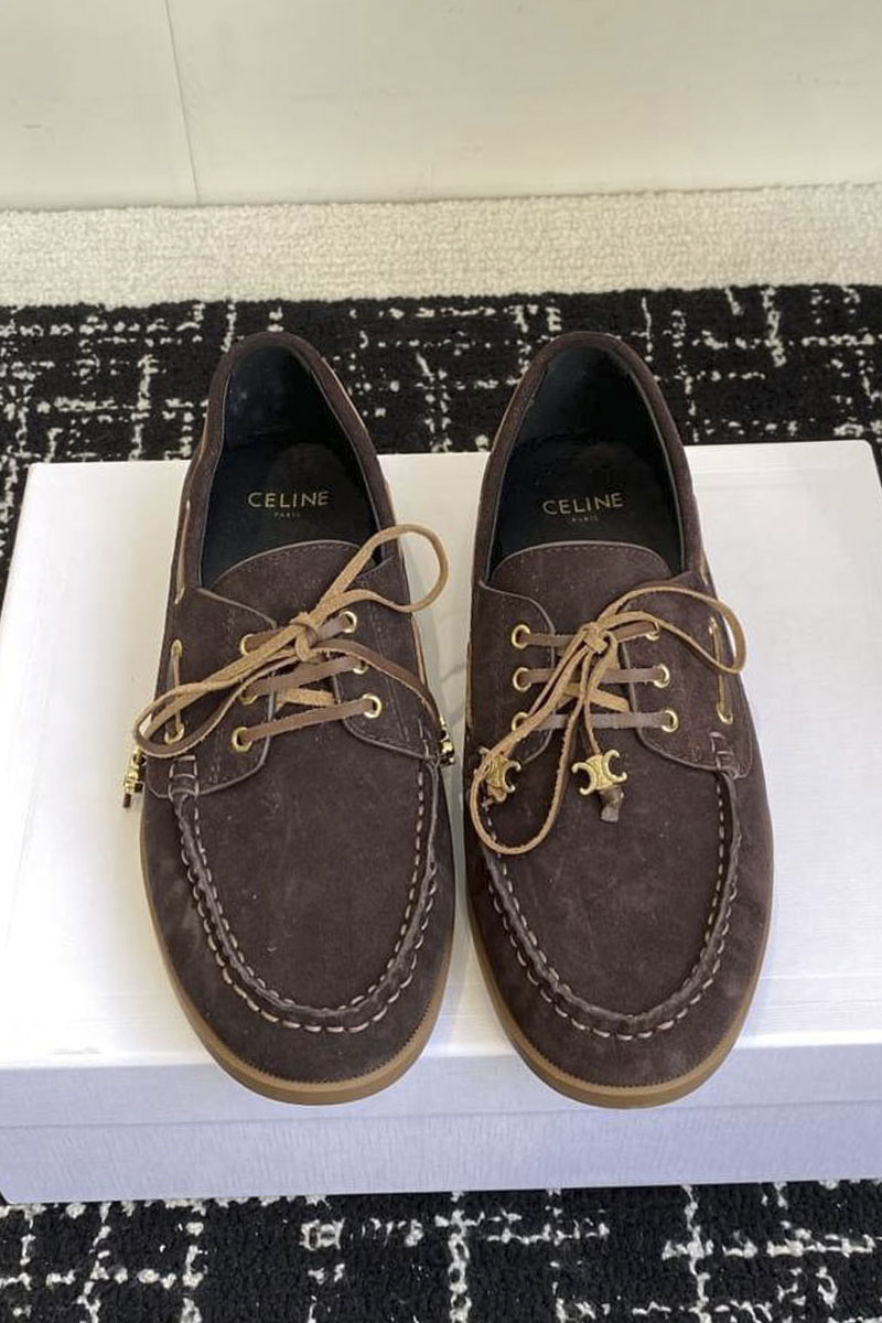 Celine Женские замшевые лоферы premium - Brown