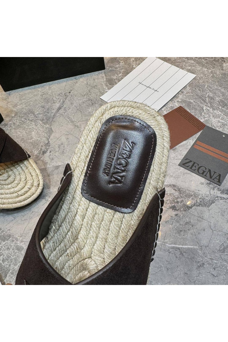 Zegna Мужские шлёпанцы suede - Brown