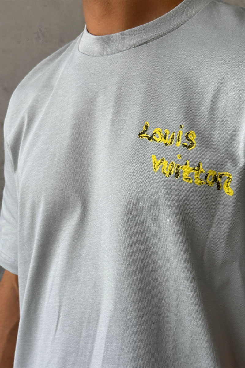 Lоuis Vuittоn Брендовая оверсайз футболка peace graffiti - Grey
