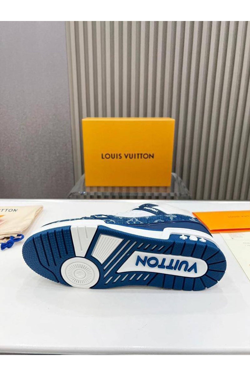 Lоuis Vuittоn Кожаные кроссовки с мехом Trainer Premium - White / Blue
