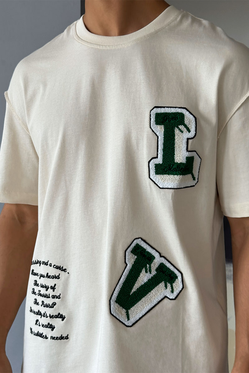 Lоuis Vuittоn Брендовая оверсайз футболка бежевого цвета