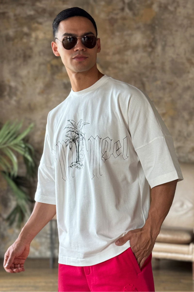Palm Angels Белая оверсайз футболка logo print