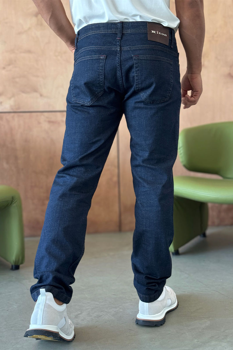 Kiton Мужские тёмно-синие джинсы 