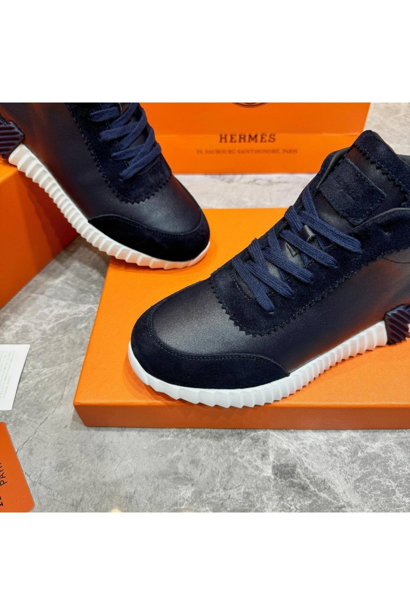 Hermes Кроссовки с мехом Bouncing high-top - Navy / White