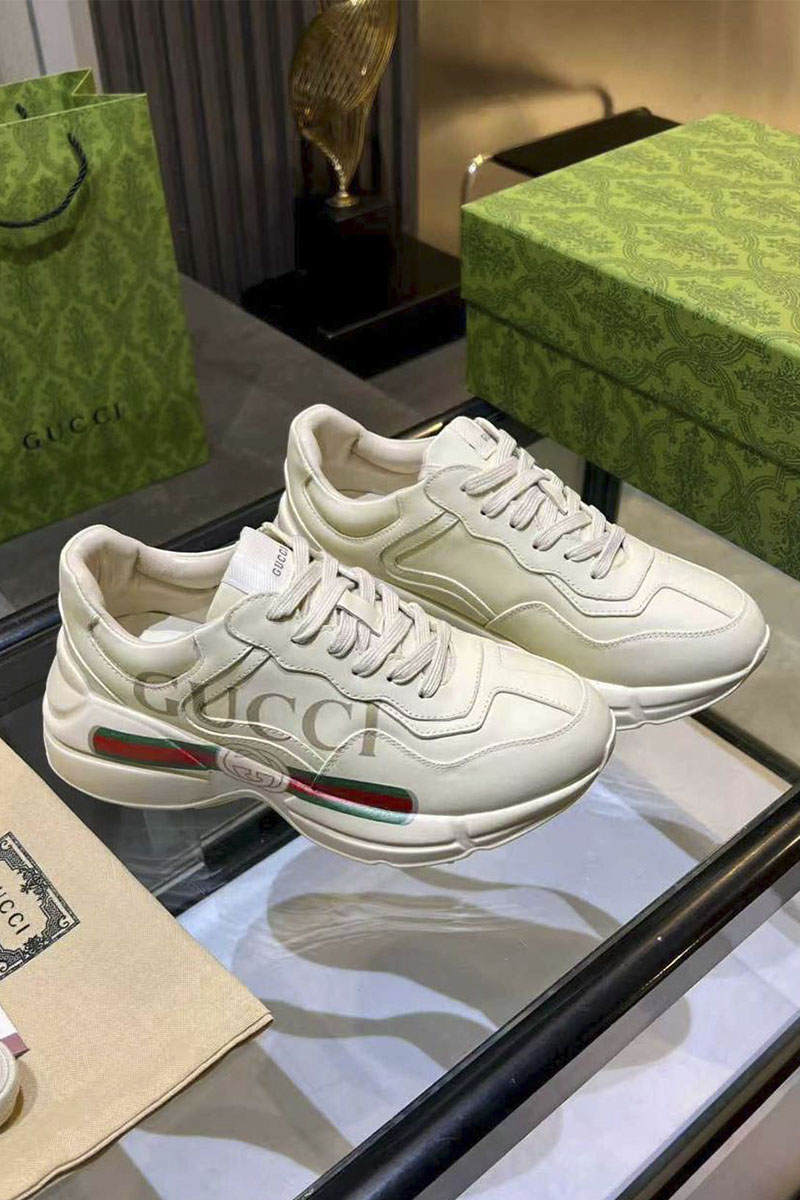 Gucci Женские кожаные кроссовки Rhyton premium