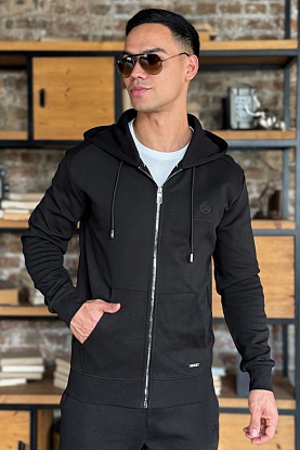 Кофта на молнии logo-embroidered - Black