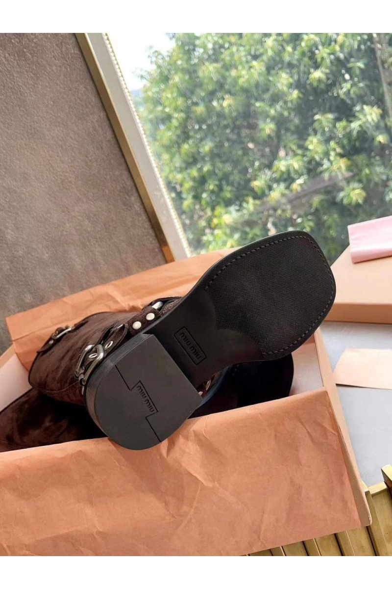 MIU MIU Женские замшевые сапоги Ankle Premium
