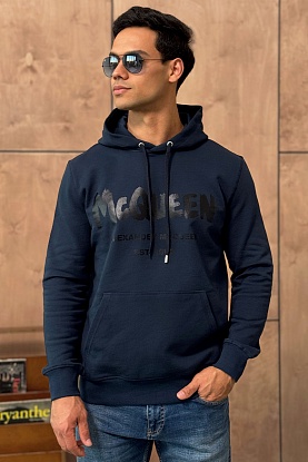 Тёмно-синее худи graffiti logo-print