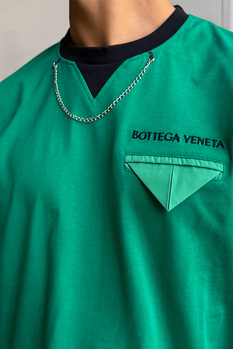 Bottega Veneta Зелёная оверсайз футболка Chain