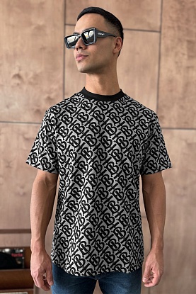 Мужская оверсайз футболка monogram-pattern - Grey 