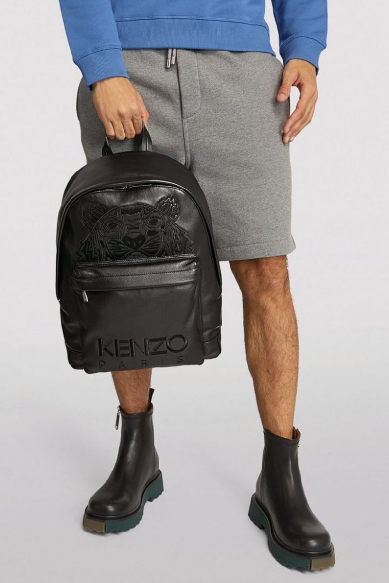 Kenzo Мужской кожаный рюкзак Kampus Tiger  40x31 - Black