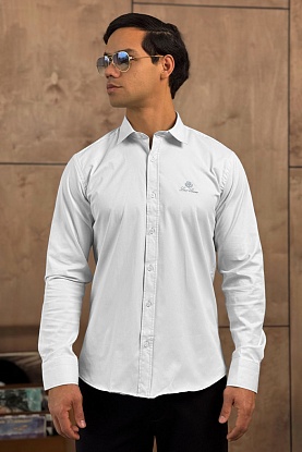 Мужская белая рубашка logo-embroidered
