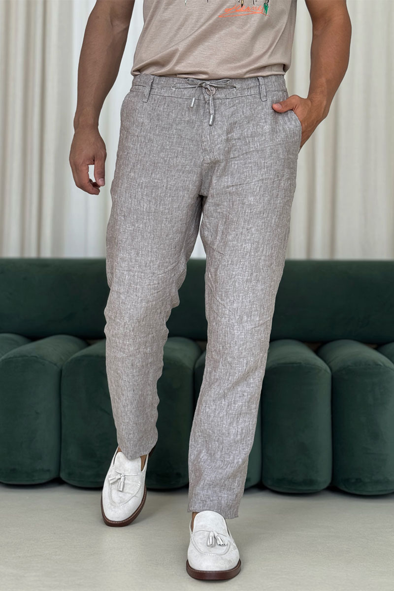 Loro Piana Льняные штаны серого цвета 