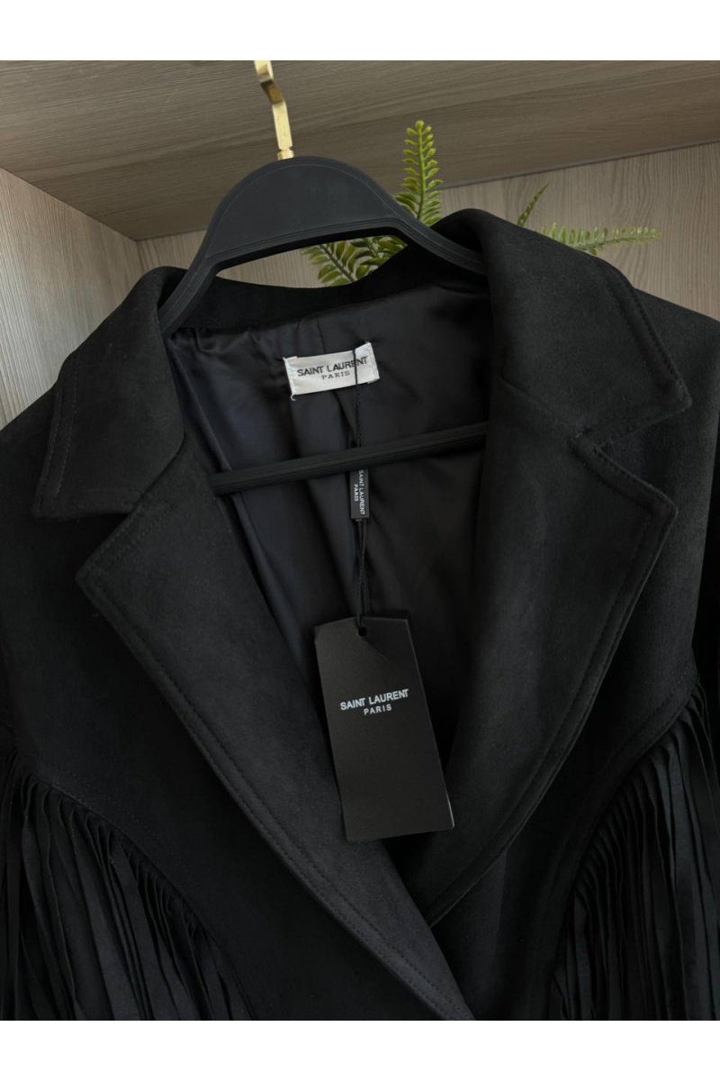 Yves Saint Laurent Женская замшевая косуха с бахромой 
