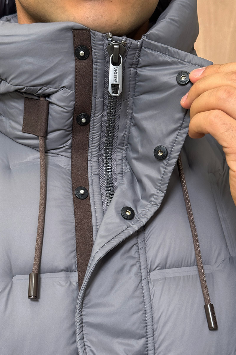 Zegna Мужской пуховик серого цвета