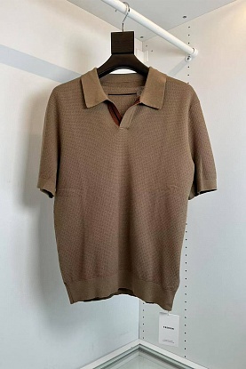 Мужское поло buttonless - Brown