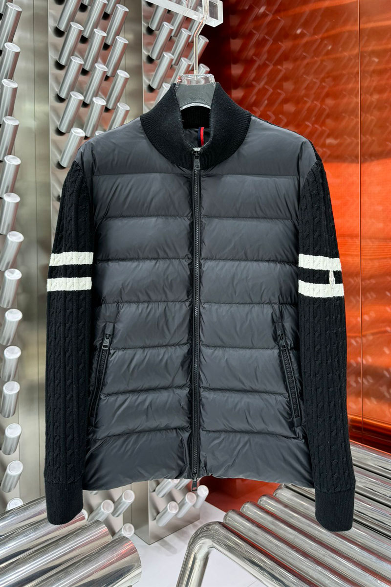 Moncler Мужская вязаная куртка logo-patch - Black