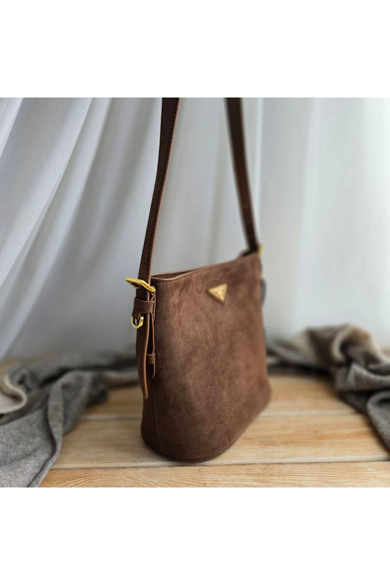 Prada Замшевая сумка Bucket 24x22 см - Brown