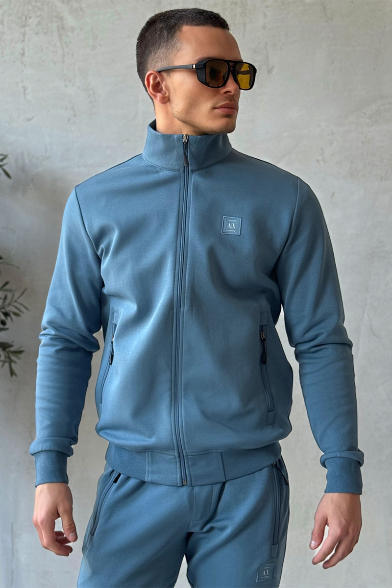 Emporio Armani EA7 Кофта на молнии logo-patch - Blue