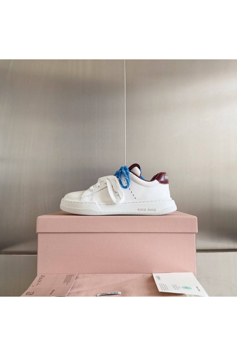 MIU MIU Женские кроссовки   Premium - White / Red