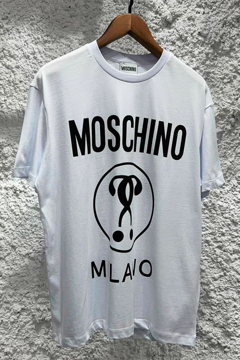 Moschino Белая оверсайз футболка Double Question Mark Logo