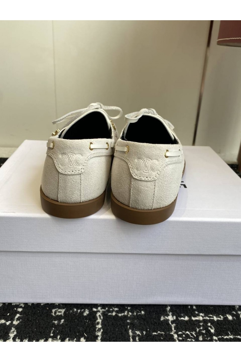 Celine Женские замшевые лоферы premium - White