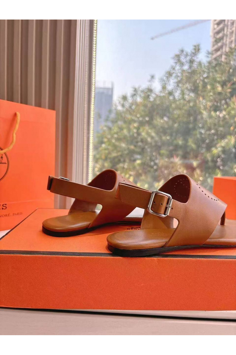 Hermes Женские кожаные сандалии Premium - Brown