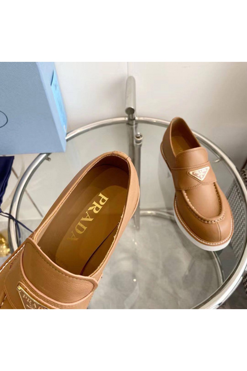 Prada Женские кожаные лоферы Premium - Brown