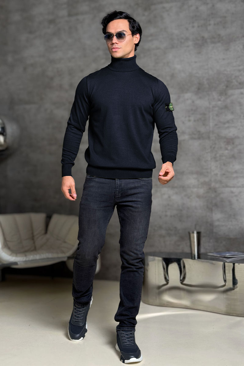 Stone Island Водолазка тёмно-синего цвета compass-patch