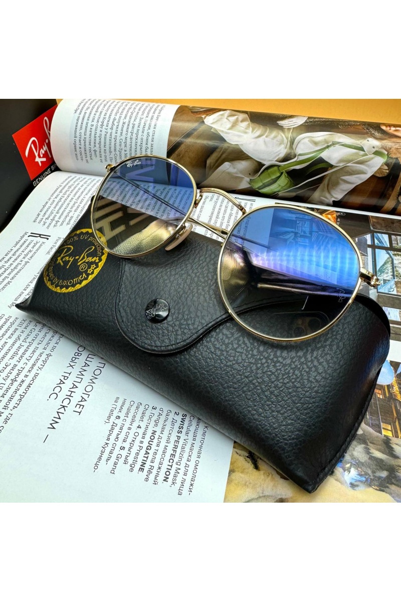 Ray-Ban Солнцезащитные очки Round Metal - Blue / Gold