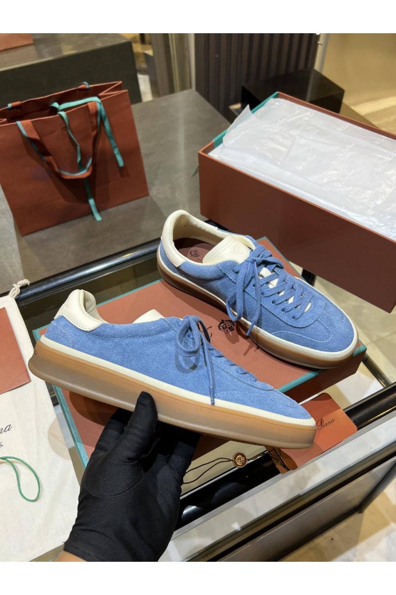Loro Piana Женские замшевые кроссовки Premium - Blue