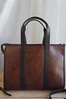 Кожаная сумка с узором пейсли 31x23 см