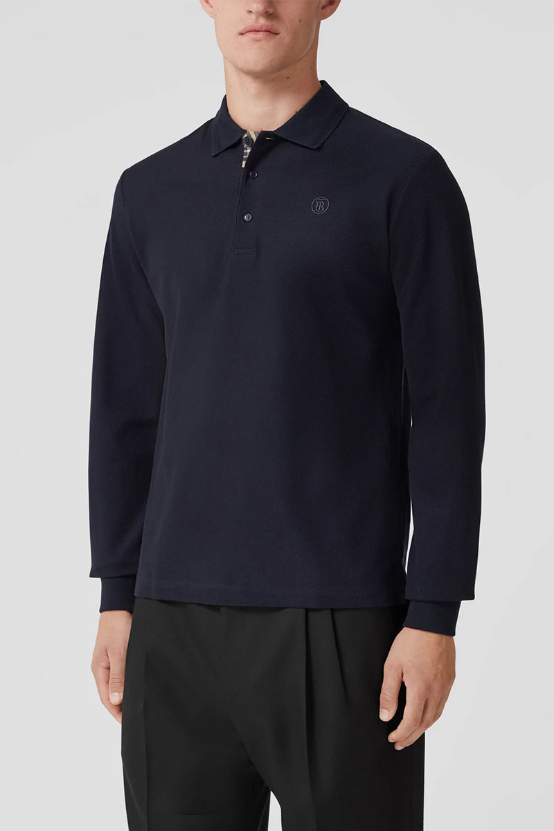 Burberry Поло с длинным рукавом TB logo - Dark Blue