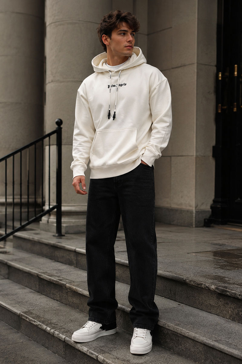 Palm Angels Мужское худи белого цвета logo-print