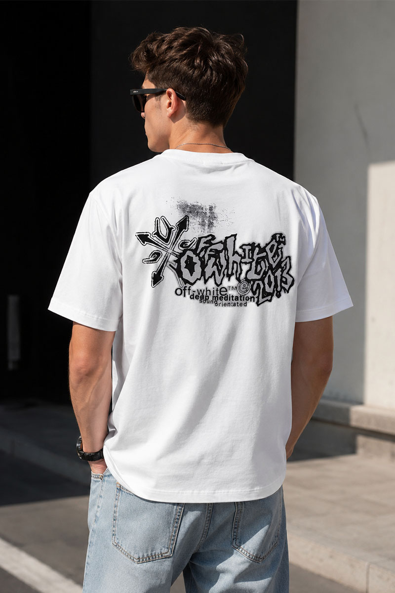Off-White Белая оверсайз футболка Tribal Type