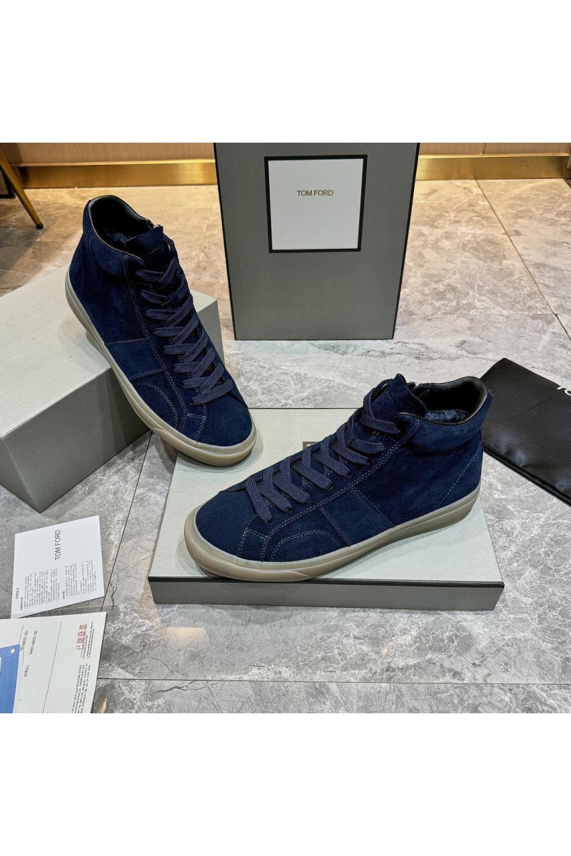 Tom Ford Замшевые кроссовки с мехом high-top - Navy