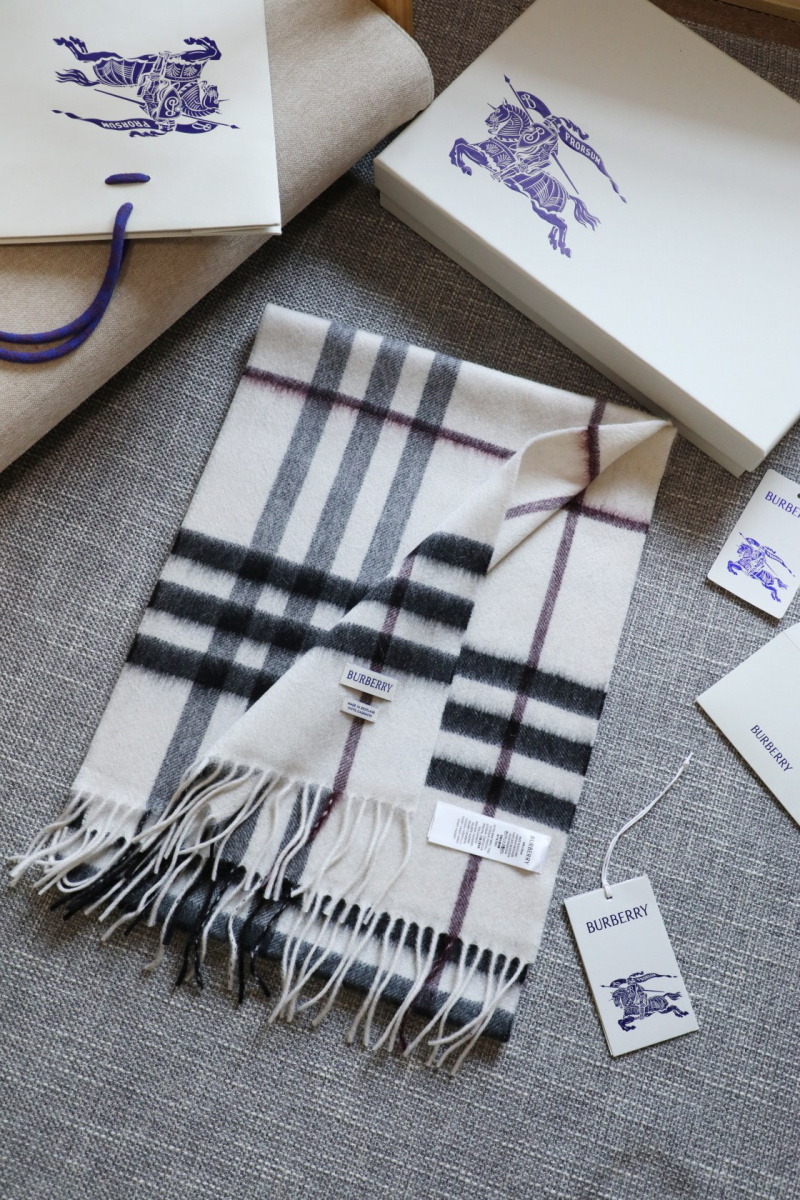 Burberry Шарф two-tone Check premium 168x30 см - White