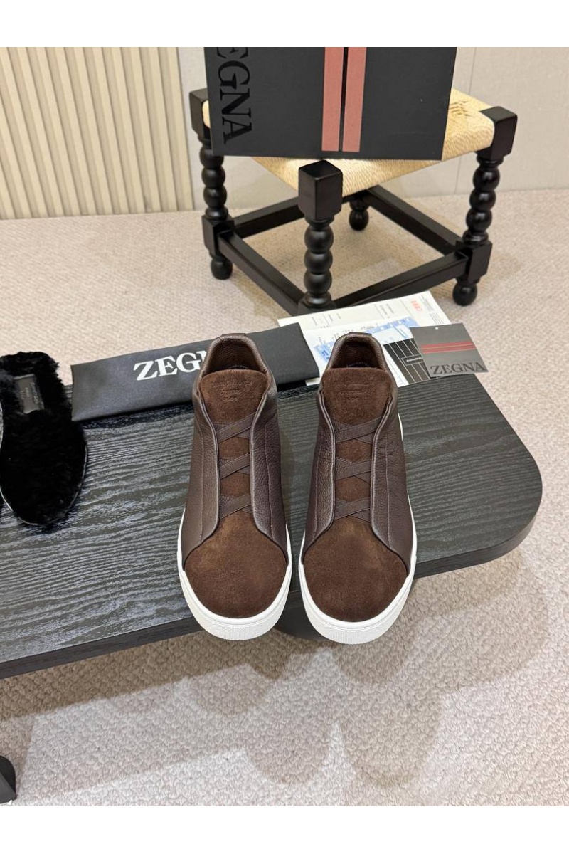 Zegna Кроссовки с мехом Triple Stitch high-top