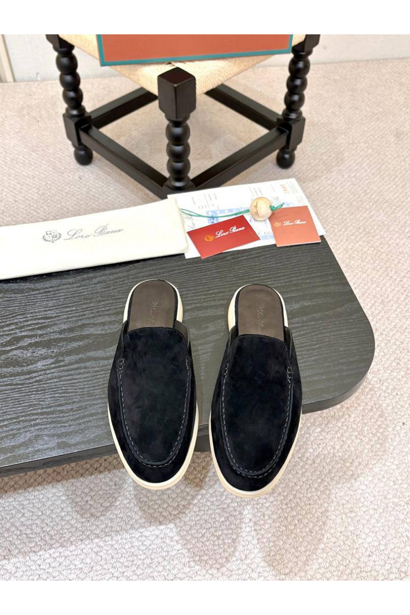 Loro Piana Мужские замшевые шлёпанцы Loro Piana