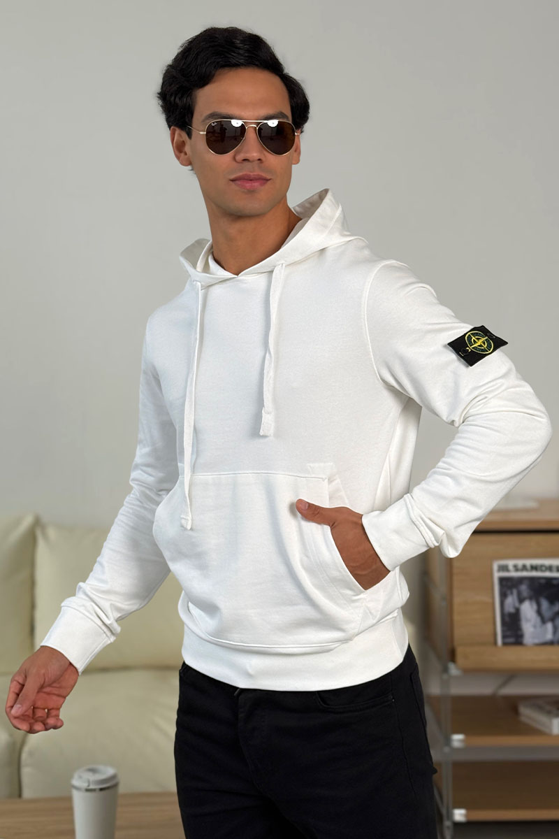 Stone Island Мужское худи белого цвета Compass-patch