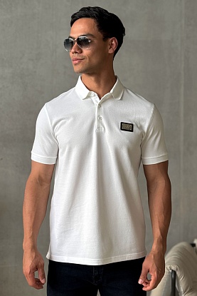 Мужское белое поло logo-plaque