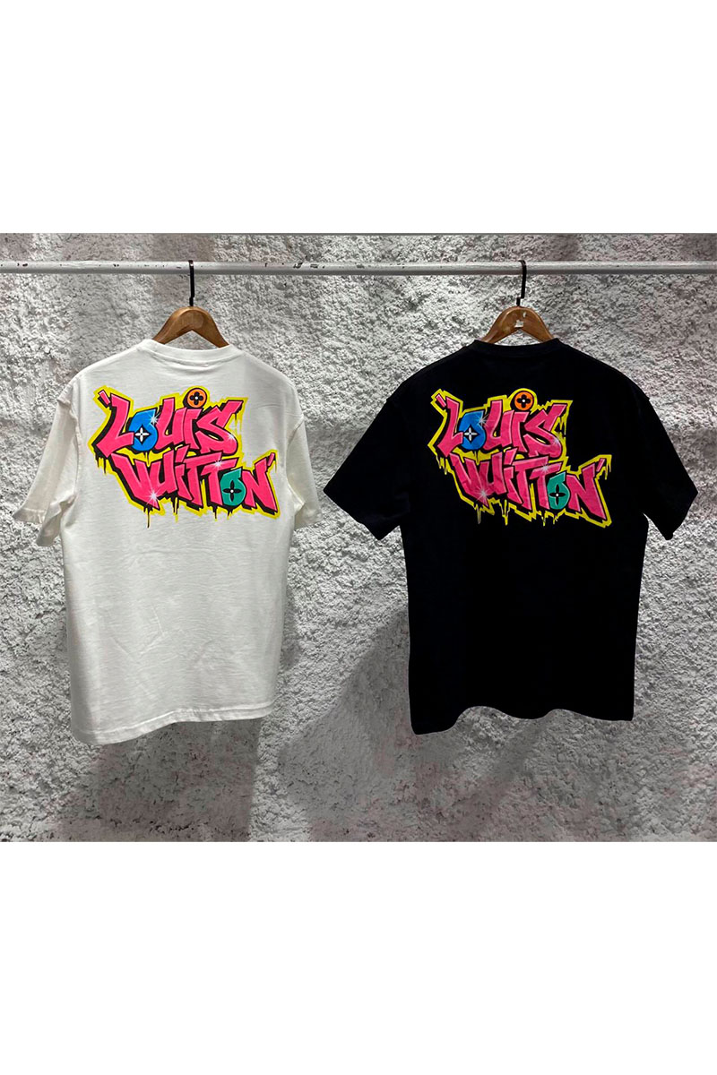 Lоuis Vuittоn Белая оверсайз футболка graffiti-logo 