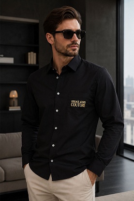 Классическая рубашка embroidered logo - Black