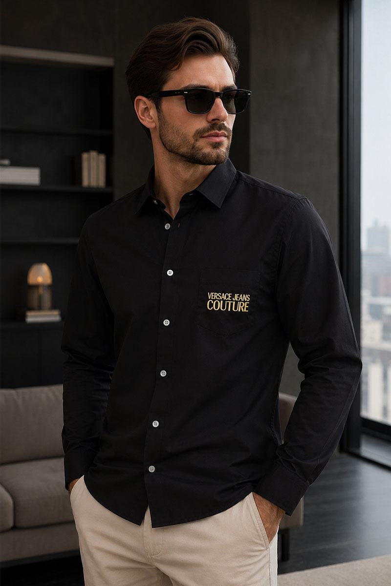 Versace Классическая рубашка embroidered logo - Black